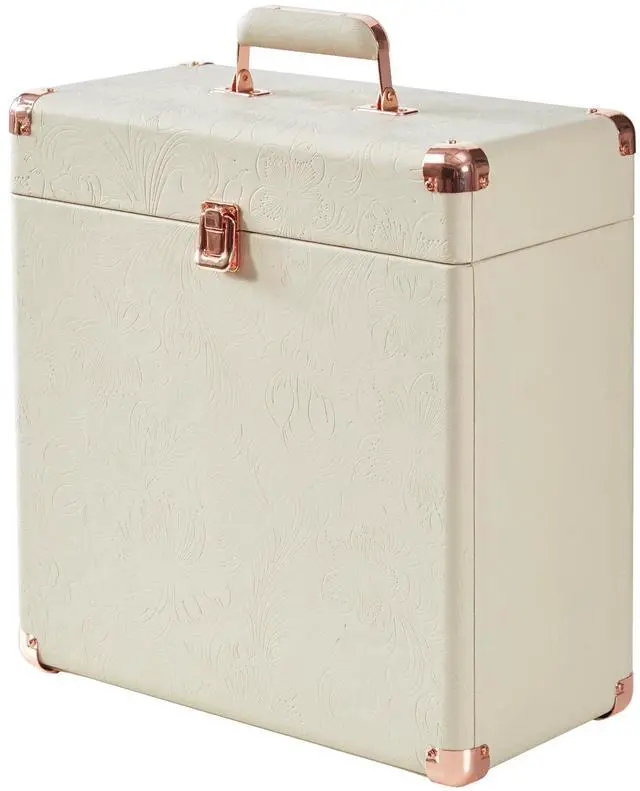 Alt view image 3 of 5 - arkrocket Artemis Vinyl Record Storage and Carrying Case, Fits all Standard Records - 33 1/3, 45 and 78 RPM, Holds 30 Albums, Perfect for your Treasured Record Collection (Flora Engraved)