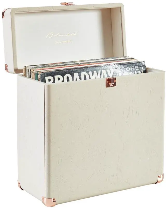 Alt view image 4 of 5 - arkrocket Artemis Vinyl Record Storage and Carrying Case, Fits all Standard Records - 33 1/3, 45 and 78 RPM, Holds 30 Albums, Perfect for your Treasured Record Collection (Flora Engraved)