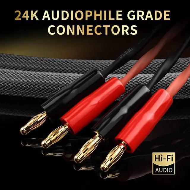 Alt view image 4 of 5 - YYTCG 13 AWG Audiophile Speaker Cable Speaker Wire with Banana Plugs,6N OFC Core, PP Braid,Audio Wire,Compatible with Amplifier, Speakers, AV Receiver& Home Theater(9.84ft/3m)