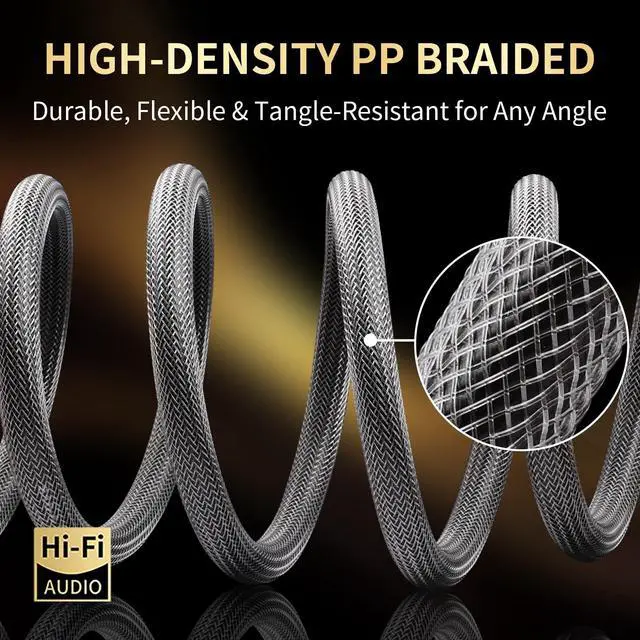 Alt view image 5 of 5 - YYTCG 13 AWG Audiophile Speaker Cable Speaker Wire with Banana Plugs,6N OFC Core, PP Braid,Audio Wire,Compatible with Amplifier, Speakers, AV Receiver& Home Theater(9.84ft/3m)