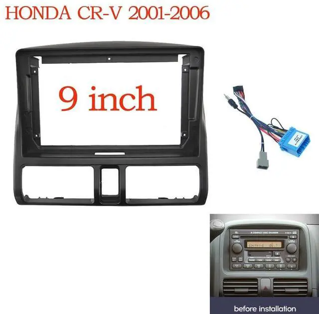 Alt view image 2 of 5 - Fits for Honda CRV CR-V 2001-2006 Car Radio Stereo Fascia Frame Double DIN 9 inch Dash Installation Mounting Kit