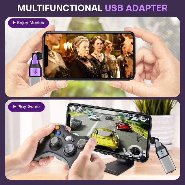 Alt view image 5 of 5 - Magnetic USB A to USB C Adapter, 9-Pin 540 Rotation Swivel Right Angle