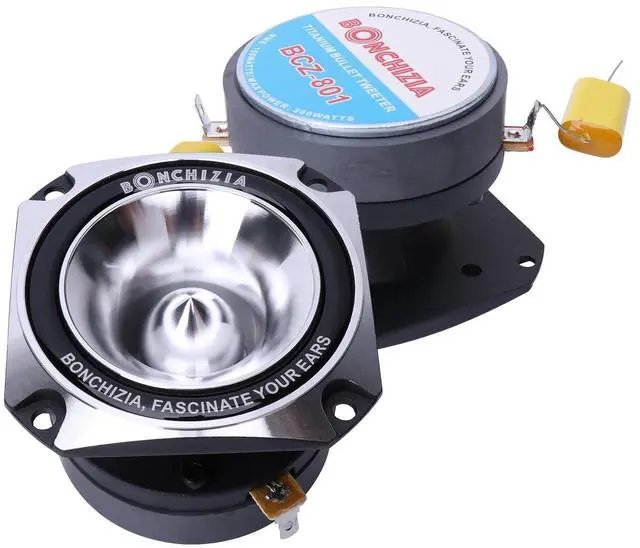 Main image of BONCHIZIA Super tweeters, Bullet Tweeters for Car Audio, 1 inch Tweeters, Speakers Car Audio, High Compression Titanium Super Bullet Tweeter with Crossover Capacitor (Pair) Loudspeakers