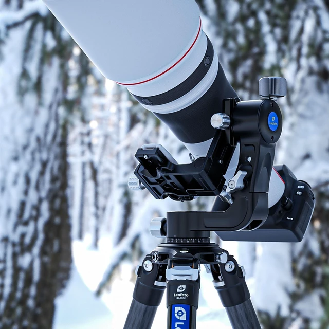 Alt view image 5 of 5 - Leofoto Camera Gimbal Head, Aluminum Folding Gimbal Head with 3/8"-16 Hole and 1/4"-20 Threaded for Mounting Tripod/LED Panels/Monitors/Microphones, Max Load to 25kg/55.12lb (PG-2-Black)