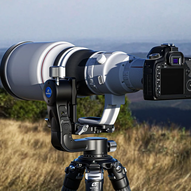 Alt view image 4 of 5 - Leofoto Camera Gimbal Head, Aluminum Folding Gimbal Head with 3/8"-16 Hole and 1/4"-20 Threaded for Mounting Tripod/LED Panels/Monitors/Microphones, Max Load to 25kg/55.12lb (PG-2-Black)