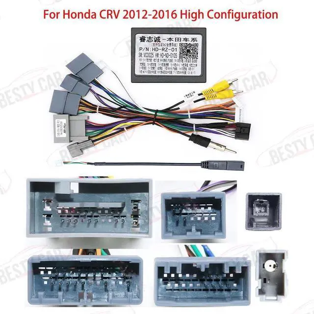 Alt view image 2 of 5 - 16pin Car Stereo Radio Power Retrofit Wiring Harness Cable Adapter fits for Honda CRV 2012-2016 Highend Configuration Support Factory Rearview Camera SWC USB