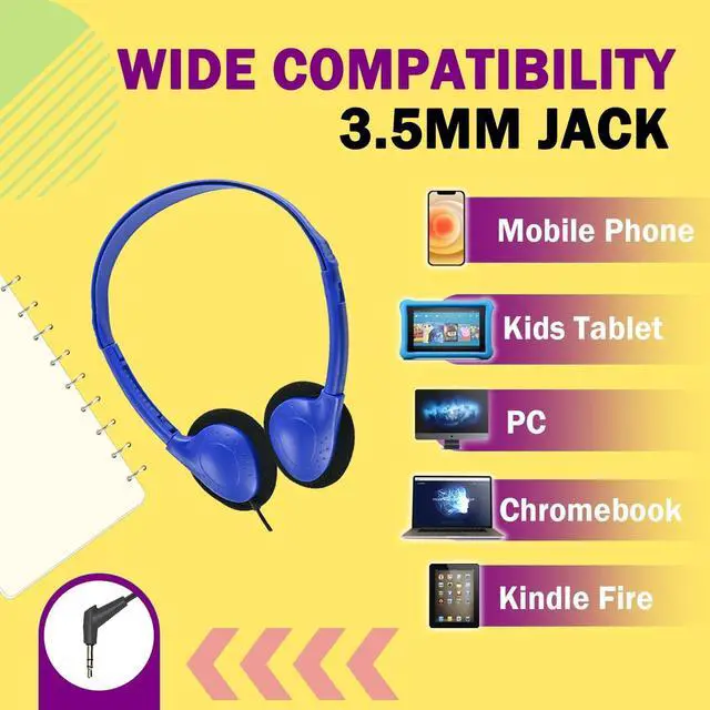 Alt view image 4 of 5 - Yoley Classroom Headphones Bulk 12 Pack Class Set for School Students Kids and Adult -Sturdy Wired 3.5mm Plug (Mixed, 12 Pack)
