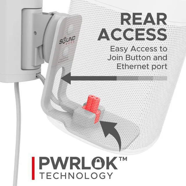 Alt view image 2 of 5 - Sound Bass ONE Wall Mount Bracket, Tilt and Swivel, White, Single (1pc), Compatible with Sonos ONE, ONE Gen 2, ONE SL & Play:1, Effortless Installation, Includes Mounting Kit