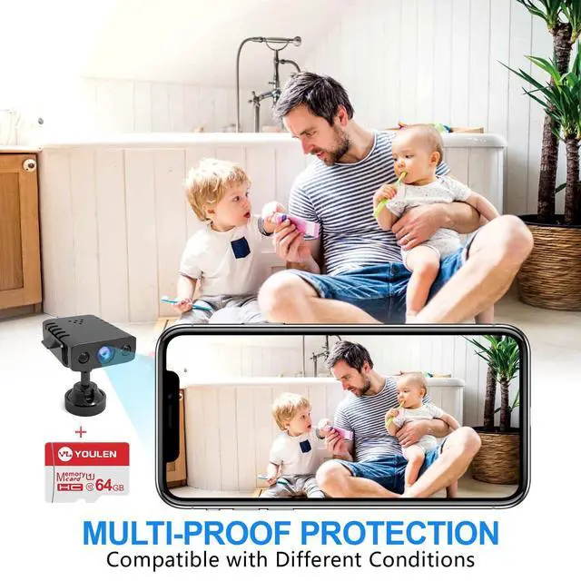 Alt view image 4 of 5 - Free 64G Smallest Wireless WiFi Battery Camera,HD1080P Mini Remote Camera,Baby Monitor with Video Recording Live Feed Night Vision,Motion Detection,Cloud Storage for Security with iOS Android A