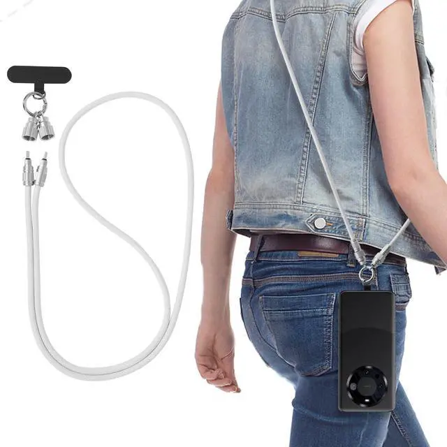 Alt view image 2 of 5 - USB C to USB C Cable,Phone Lanyard, White 1ft and 4ft 2-Pack 60W, Dual-Purpose for Fast Charging Apple iPhone 16/15 Series, MacBook, Samsung Galaxy and More, Phone Strap for All Phones, Women or