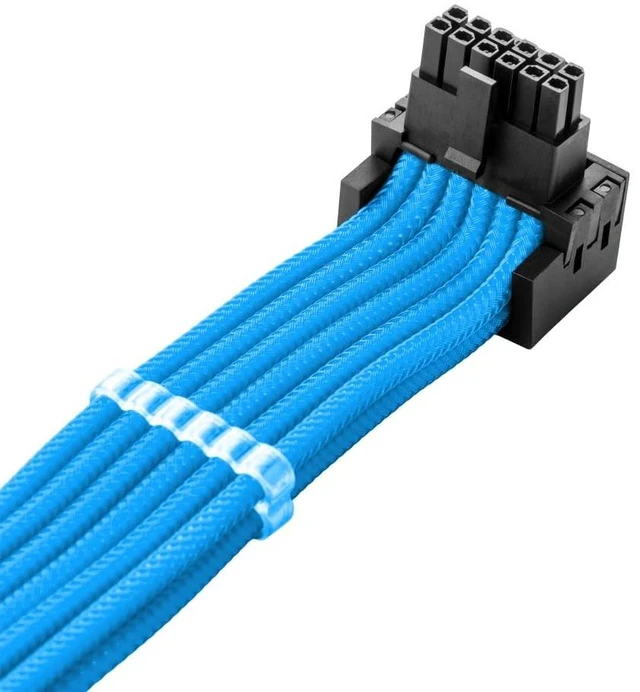 Alt view image 4 of 5 - CableMod Pro ModMesh Universal 12V-2x6 PCIe Cable (Lt Blue, 16p-16p, 90B)