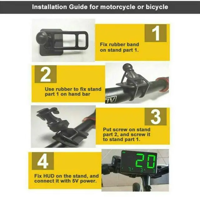 Alt view image 5 of 5 - MASO Car Motorbike Bicycle Universal Digital GPS Speedometer OBD-II Overspeed Alarm System MPH/KM/h