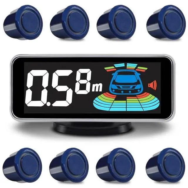 Main image of ELSNU Car Parking Sensors Kit Reverse Radar parktronic System Auto Electronics Vehicle Back Assistant Reverse 8 Sensor (Dark Blue)