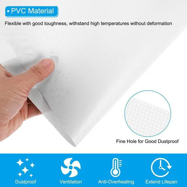 Alt view image 3 of 5 - PATIKIL PC Fan Dust Mesh 1000mm x 500mm 0.5mm Hole, 1 Pcs PVC Computer Cooler Dust Filter PC Case Cover Grills for Computer Cooler Fan Case Dustproof, White