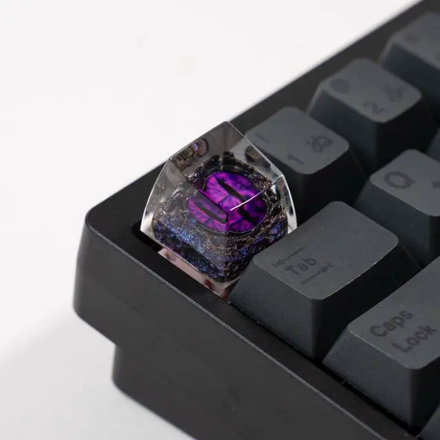 Alt view image 2 of 5 - Witwikey Artisan Keycap, 1U Handmade Resin, Compatible with MX Switch Mechanical Keyboards, Rap Theme, Gaming Style, Backlit (Purple Eye Keycap)