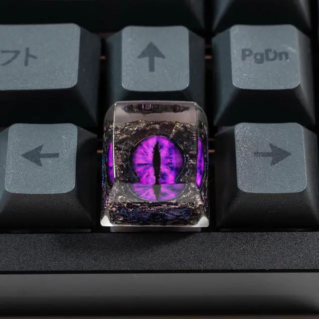 Alt view image 3 of 5 - Witwikey Artisan Keycap, 1U Handmade Resin, Compatible with MX Switch Mechanical Keyboards, Rap Theme, Gaming Style, Backlit (Purple Eye Keycap)
