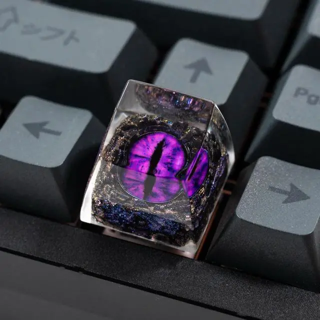 Alt view image 4 of 5 - Witwikey Artisan Keycap, 1U Handmade Resin, Compatible with MX Switch Mechanical Keyboards, Rap Theme, Gaming Style, Backlit (Purple Eye Keycap)