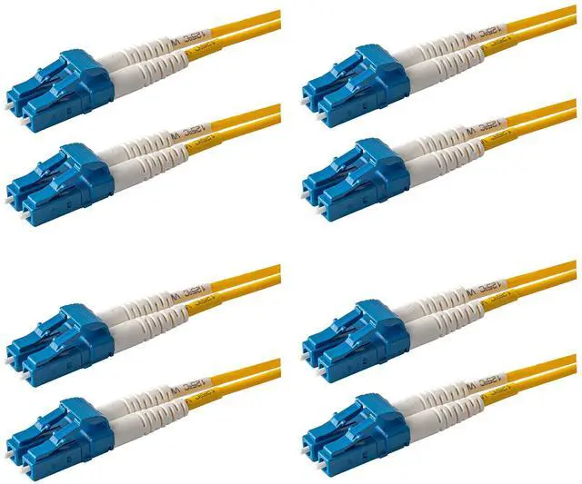Main image of SpeedyFiberTX 4-Pack 0.50 Meter LC to LC Fiber Patch Cable, Corning SMF-28 Singlemode 9/125um Ultra Optical Fiber, Duplex, Yellow Riser OFNR Cable Jacket