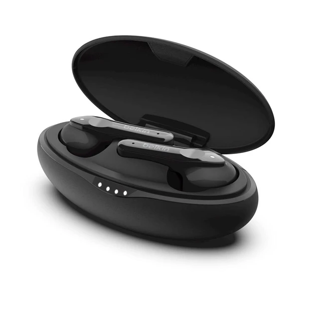 Alt view image 4 of 5 - Belkin SOUNDFORM Move Plus, Bluetooth Headphones with Microphone, Wireless Portable Ear Buds with Wireless Charging Case, Earbuds for iPhone, iPad, Galaxy, and More - Black