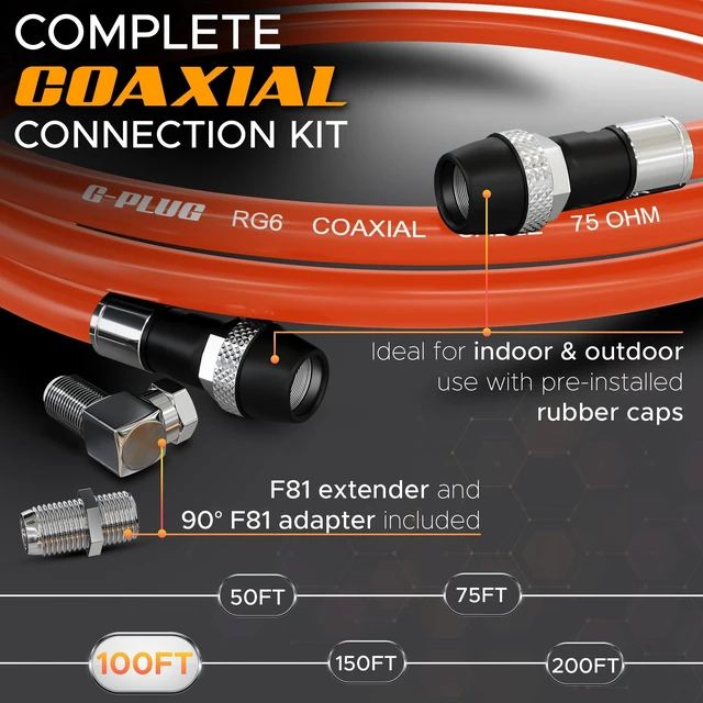 Alt view image 2 of 5 - G-PLUG 100FT RG6 Coaxial Cable Extender - Coax Cable Cord, Triple Shielded