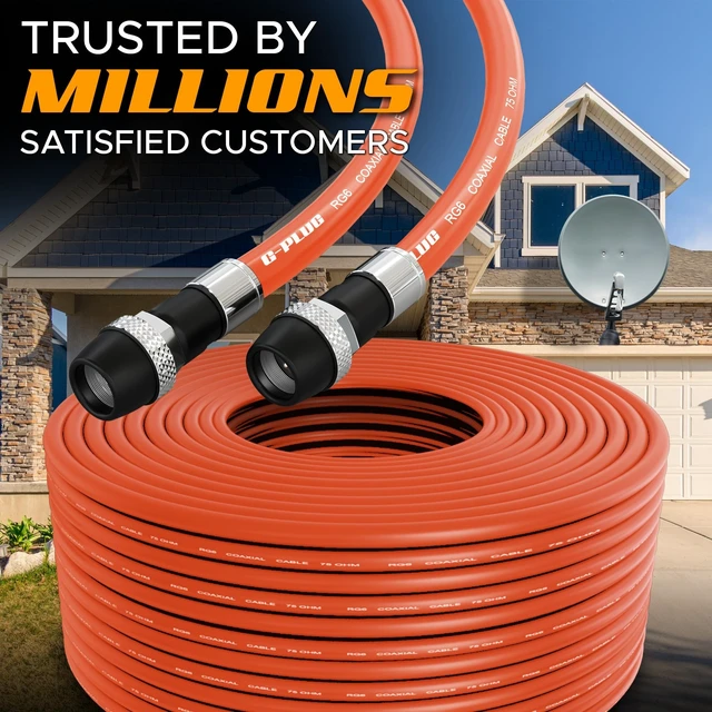 Alt view image 5 of 5 - G-PLUG 100FT RG6 Coaxial Cable Extender - Coax Cable Cord, Triple Shielded
