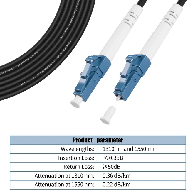 Alt view image 3 of 5 - FibergagaOutdoor LC to LC OS2 Fiber Optic Cable Single Mode, 20M(66ft)