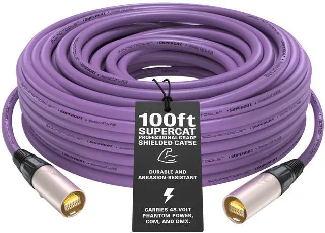 Main image of Sound Tools SuperCAT Professional Grade Shielded CAT5e etherCON Cable High-Speed Ethernet Cable with 6Gbps Data Transfer Flexible Polyurethane Jacket & Neutrik Connectors (100 feet, Purple)