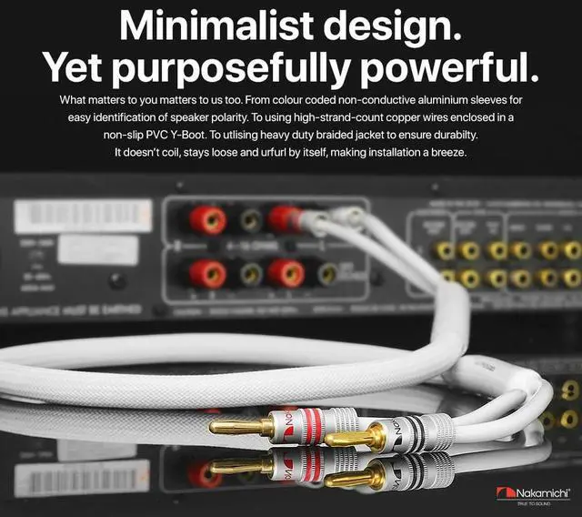 Alt view image 2 of 5 - Nakamichi 24k Gold Plated Banana Plugs with 14 AWG Speaker Cable 99.9% OFC