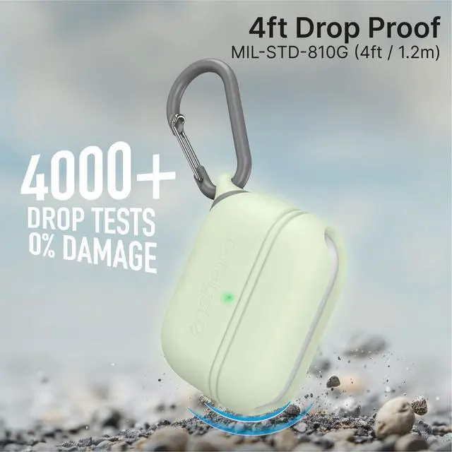 Alt view image 5 of 5 - Catalyst Case for AirPods Pro 3, Waterproof IP67 & Drop-Proof Silicone Case Cover for Apple Airpod Pro 3, Wireless Charging Compatible, One-Piece Design with Carabiner for Active Life