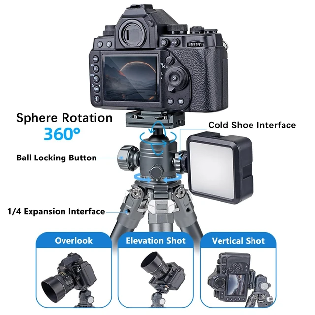 Alt view image 2 of 5 - Mini Tripod for Camera,Table Tripod,Aluminum Portable Small Tripod with 360Ball Head Quick-Release Arca-Swiss Mount System for DSLR Camera Camcorder,Phone Max Load 26lb