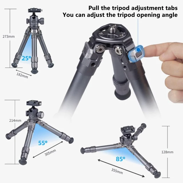 Alt view image 3 of 5 - Mini Tripod for Camera,Table Tripod,Aluminum Portable Small Tripod with 360Ball Head Quick-Release Arca-Swiss Mount System for DSLR Camera Camcorder,Phone Max Load 26lb