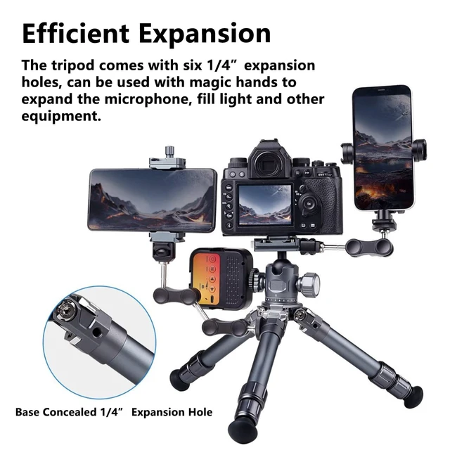 Alt view image 4 of 5 - Mini Tripod for Camera,Table Tripod,Aluminum Portable Small Tripod with 360Ball Head Quick-Release Arca-Swiss Mount System for DSLR Camera Camcorder,Phone Max Load 26lb