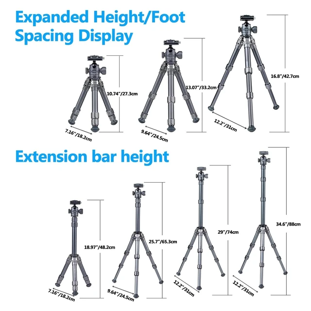 Alt view image 5 of 5 - Mini Tripod for Camera,Table Tripod,Aluminum Portable Small Tripod with 360Ball Head Quick-Release Arca-Swiss Mount System for DSLR Camera Camcorder,Phone Max Load 26lb