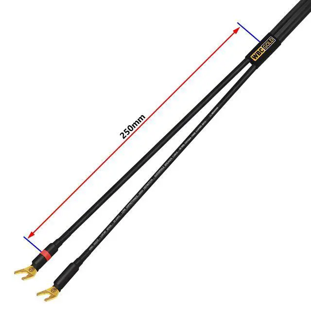 Alt view image 4 of 5 - WORLDS BEST CABLES 4 Foot WBC-GOLD-LOCAP-SPKR-10 AWG - Low-Capacitance - Low-Inductance - High Purity OFC - Audiophile HiFi Speaker Cable Pair with Eminence Gold Spade Plugs