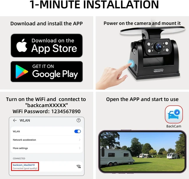 Alt view image 2 of 5 - VEKOOTO MZ6 WiFi Magnetic Solar Backup Camera