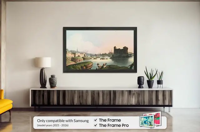 Alt view image 2 of 5 - Museum Espresso 55" Slim Deco TV Frame - Compatible ONLY with Samsung The Frame TVs (Fits 2021-2026, LS03A, LS03B, LS03C, LS03D, LS03FA)