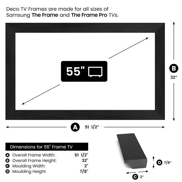Alt view image 4 of 5 - Museum Espresso 55" Slim Deco TV Frame - Compatible ONLY with Samsung The Frame TVs (Fits 2021-2026, LS03A, LS03B, LS03C, LS03D, LS03FA)