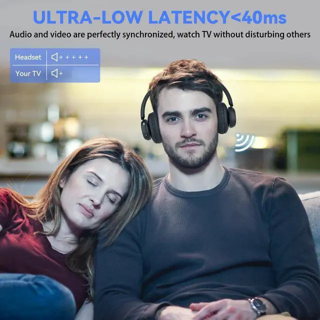 Alt view image 2 of 5 - ANSTEN Wireless Headphones for TV with Universally Compatible Transmitter Charging Base, TV Headphone Wireless for Seniors, Bluetooth Headphones No Delay, 35 Hrs Audio Playtime, Plug n P
