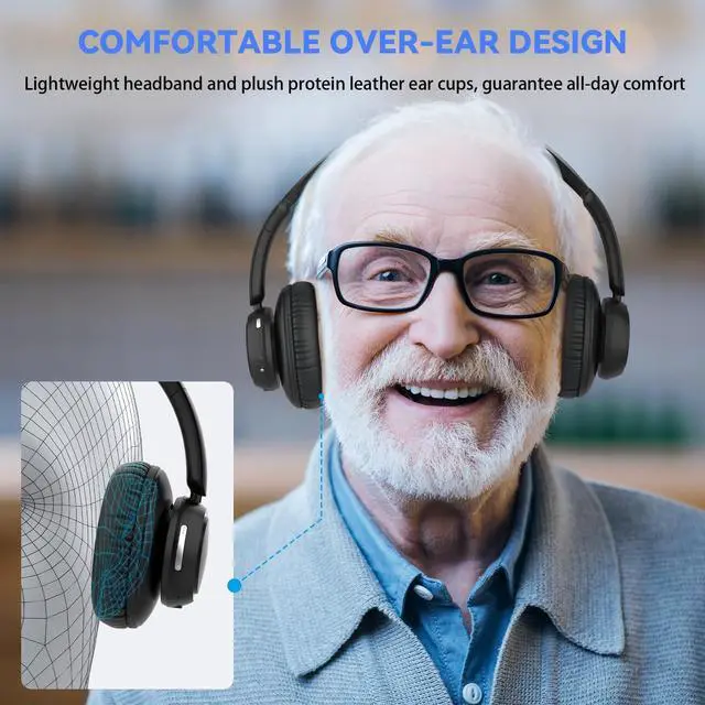 Alt view image 4 of 5 - ANSTEN Wireless Headphones for TV with Universally Compatible Transmitter Charging Base, TV Headphone Wireless for Seniors, Bluetooth Headphones No Delay, 35 Hrs Audio Playtime, Plug n P