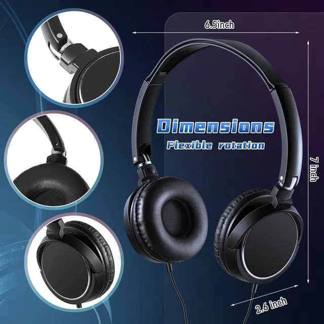 Alt view image 2 of 5 - 24 Pack Classroom Headphones Bulk Student Headphones with Microphone Kids Earphones for School, Adjustable over Ear Head Phones Class Set Earbuds Wire Earphones for School Students Kids (Black)