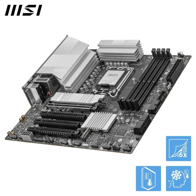 Alt view image 4 of 5 - MSI PRO B860M-A WiFi Motherboard, mATX - Supports Intel Core Ultra Processors (Series 2), LGA 1851-12 DRPS, DDR5 Memory Boost (8600+ MT/s OC), PCIe 5.0 x16 & 4.0 x16, M.2 Gen5, Wi-Fi 7, 5G LAN
