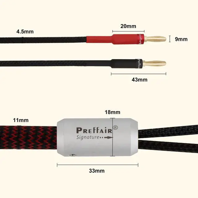 Alt view image 5 of 5 - Preffair HiFi OFC Pure Copper Speaker Cable with 8 Gold Banana Plug Audiophile Banana Loudspeaker Wires for Speaker Amplifier Home Theater Systems(Red-Black, 10 feet)