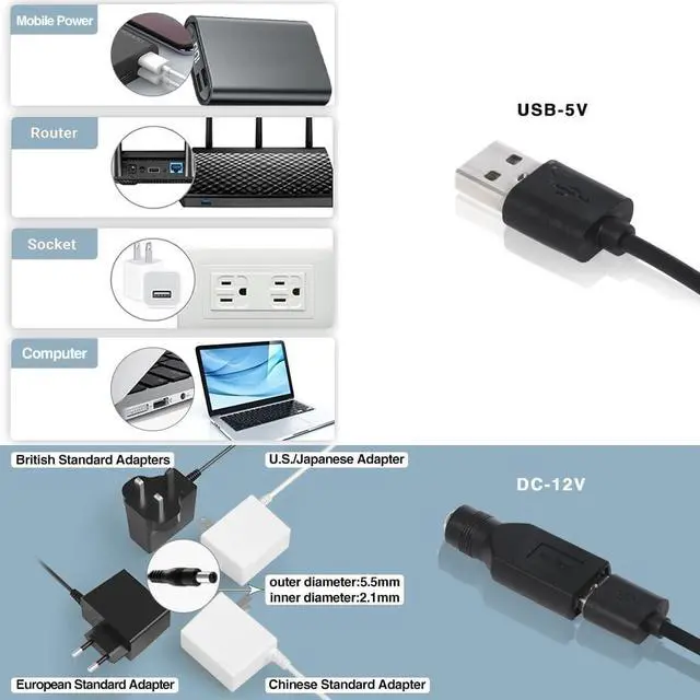 Alt view image 4 of 5 - xiaoqijia USB Three 120MM Cabinet Fan 5V Quiet Cooling Fan DC 12V IPX5 Waterproof Fan System 18" with 10 Speed Control, for Home Theater AV Cabinet,Server Cabinet,Dog kennels,Greenhouse Cooling