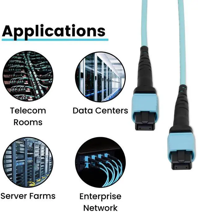 Alt view image 4 of 5 - TRUE CABLE MTP/MPO Elite LOMMF OM3 12 Core Female Type B Plenum OFNP Fiber Patch Cable, 10/40/100G, UL Listed, 7.5mm Bend Radius, 7m (22.96ft), 1pc