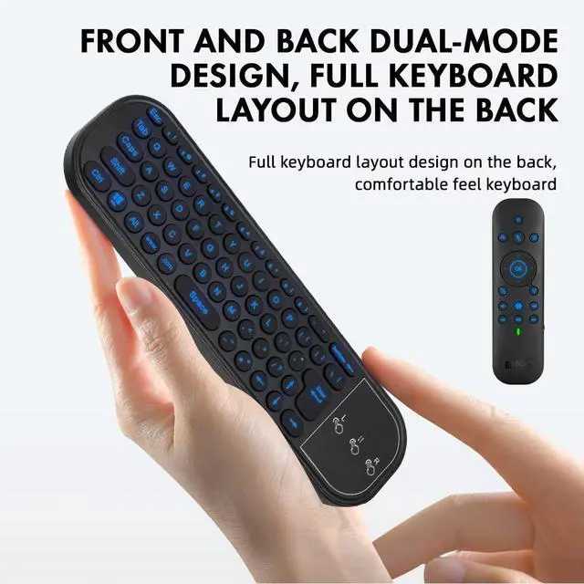 Alt view image 2 of 5 - Voice Remote Control with 2.4G USB Dongle, Bluetooth Rechargeable Backlit Mini Bluetooth Keyboard for Android TV Box, Smart TV, Laptop, PC, Projector, HTPC, Media Player, Black