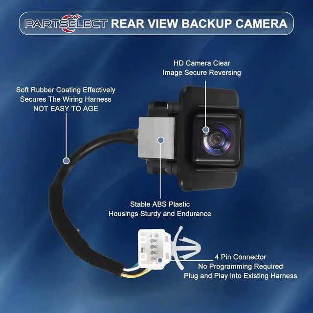 Alt view image 3 of 5 - Partselect 957503X105 Rear View Backup Camera Replacement for Hyundai Elantra 2012 2013 1.8L L4 Back Up Camera Replaces# 95750-3X345 957503X100 957503X101 HY1960102
