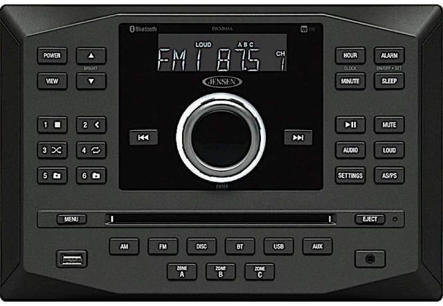 Main image of Jensen JWM62A AM FM DVD CD USB AUX App Ready Bluetooth Wallmount Stereo with App Control