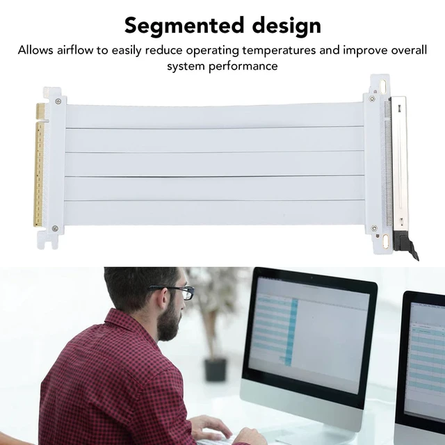 Alt view image 2 of 5 - XUMIUZIY PCIE 4.0 Riser Cable, GPU X16 Graphics Card Extension, 128Gbps High Speed Flexible Extender Port Compatible with 4.0, 3.0, 2.0, and 1.0