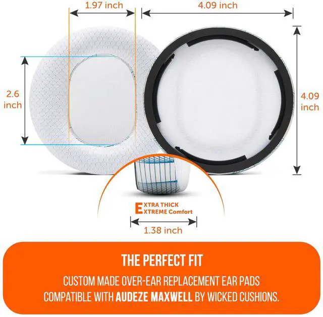 Alt view image 5 of 5 - WC Freeze Maxwell - Cooling Gel Replacement Earpads for Audeze Maxwell Headphones by Wicked Cushions - Elevate Comfort, Durability, Thickness & Sound Isolation for Epic Gaming Sessions ^^ Ivory Tide