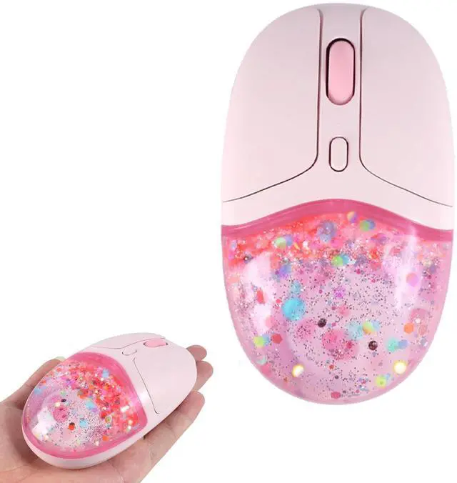 Main image of Wireless Mouse with Liquid Quicksand Sequins 2.4GHz & Bluetooth Dual Mode Rechargeable Silent Cute Aqua Mouse with LED Light Portable Water Mice for Laptop PC Tablet MacBook Kids Adults Gift (P